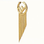 FENDI F LOGO TASSELS GOLD EARRINGS