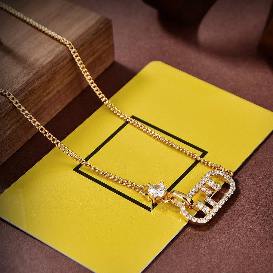 FENDI DOUBLE F GOLD DIAMOND NECKLACE