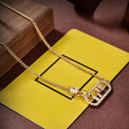 FENDI DOUBLE F GOLD DIAMOND NECKLACE