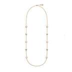 FENDI FF 6 MOTIF PEARL GOLD DIAMOND NECKLACE