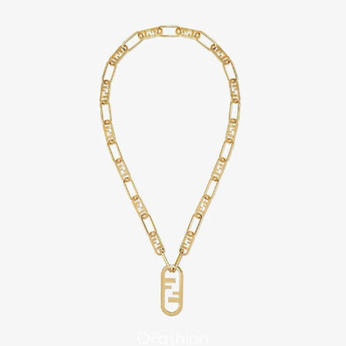 FENDI FF LOGO MOTIF GOLD NECKLACE