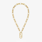 FENDI FF LOGO MOTIF GOLD NECKLACE