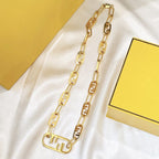 FENDI FF LOGO MOTIF GOLD NECKLACE