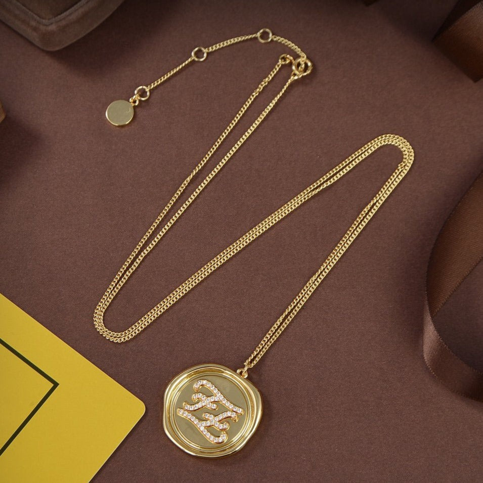 FENDI FF NECKLACE GOLD DIAMOND
