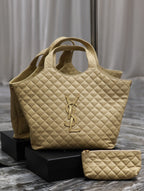 Saint Laurent ICARE MAXI SHOPPING BAG IN QUILTED BEIGE LAMBSKIN