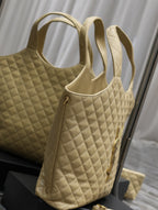 Saint Laurent ICARE MAXI SHOPPING BAG IN QUILTED BEIGE LAMBSKIN