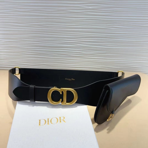 DIOR saddle belt with pouch black calfskin
