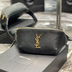Saint Laurent cassandre classic black belt bag grained calfskin