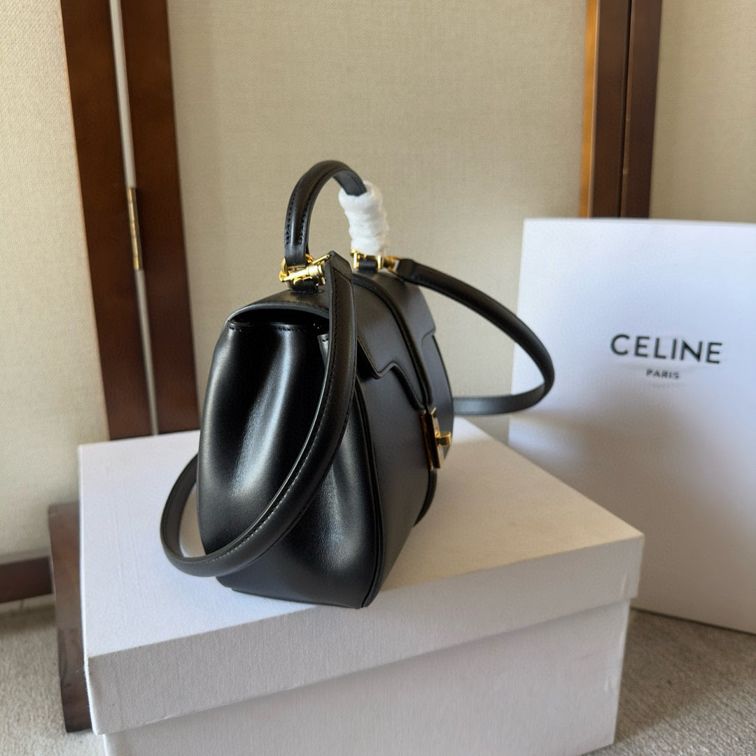 Celine MINI 16 BAG 18CM IN SATINATED CALFSKIN BLACK