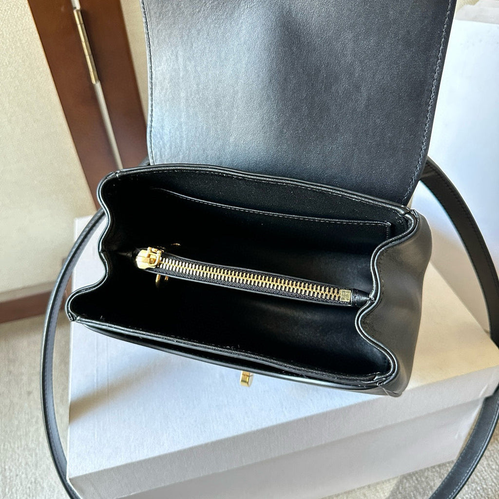 Celine MINI 16 BAG 18CM IN SATINATED CALFSKIN BLACK