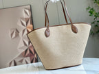 Louis Vuitton saint jacques 22cm tote bag basket raffia brown leather
