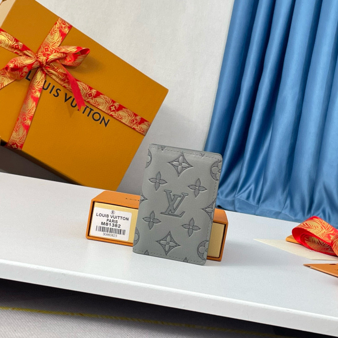Louis Vuitton POCKET ORGANIZER 11 GRAY MONOGRAM SHADOW CALFSKIN
