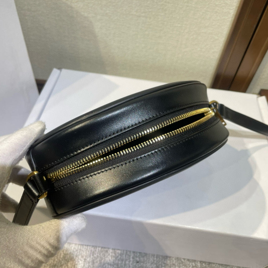 Celine SMOOTH CALFSKIN 20 OVAL CINNAMON BLACK BAG