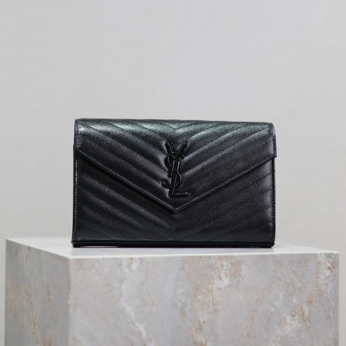 Saint Laurent YL Woc 22cm All Black Grained Calfskin