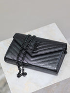 Saint Laurent YL Woc 22cm All Black Grained Calfskin