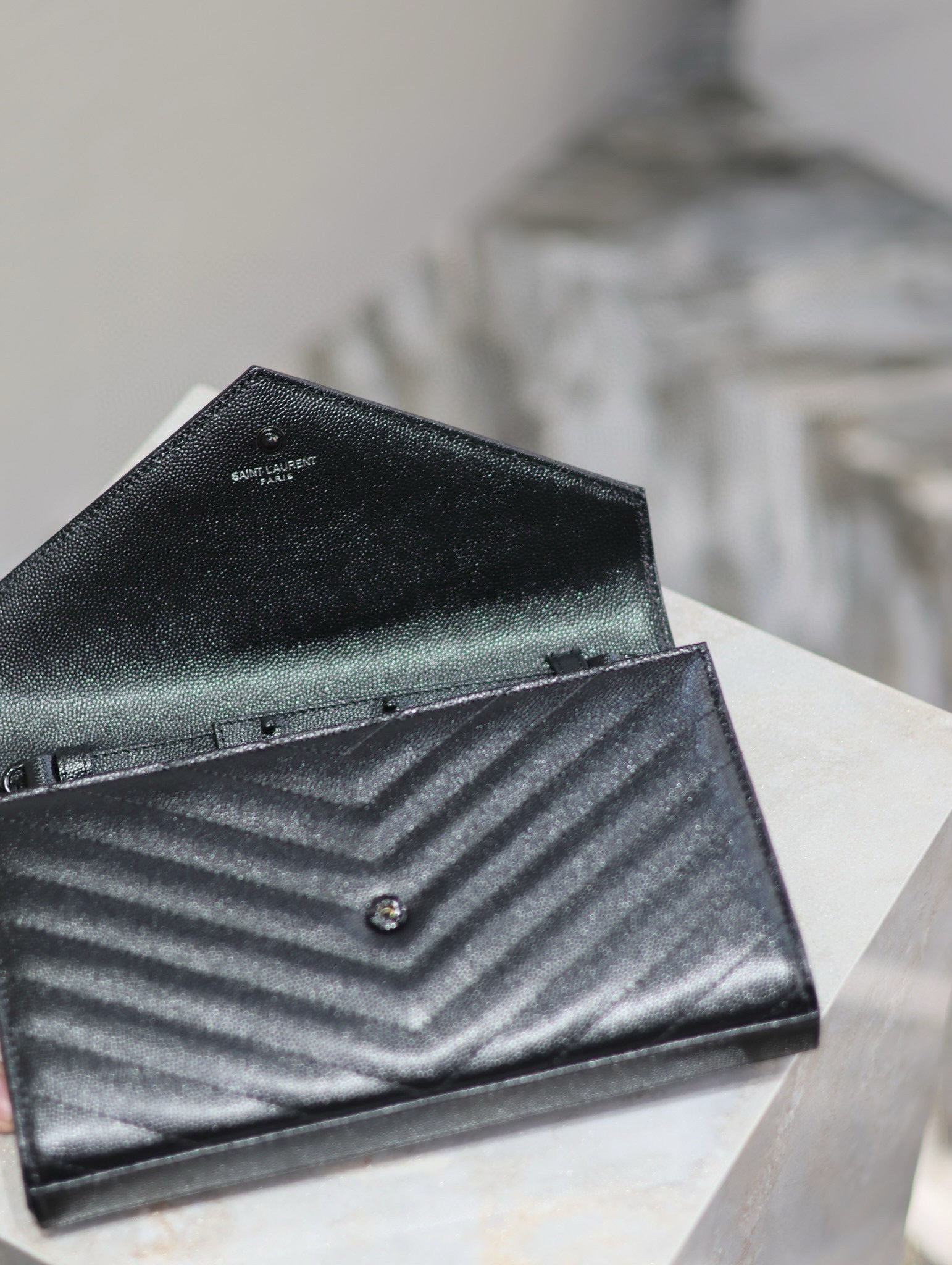 Saint Laurent YL Woc 22cm All Black Grained Calfskin