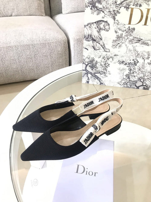 DIOR Slingback Pump Black Technical Fabric Beige Calfskin