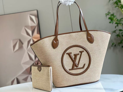 Louis Vuitton Saint Jacques Tote Bag Beige Raffia And Leather