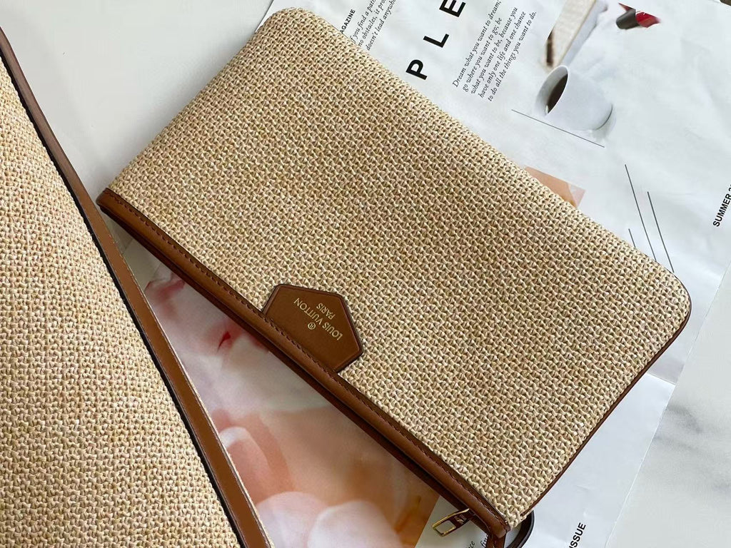 Louis Vuitton Saint Jacques Tote Bag Beige Raffia And Leather