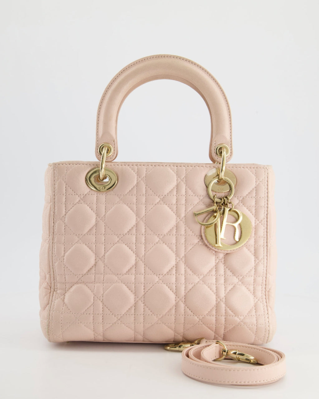 Christian Dior Heavenly Pink Medium Lady Dior Bag in Lambskin Leather with Champagne Gold Hardware