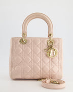 Christian Dior Heavenly Pink Medium Lady Dior Bag in Lambskin Leather with Champagne Gold Hardware