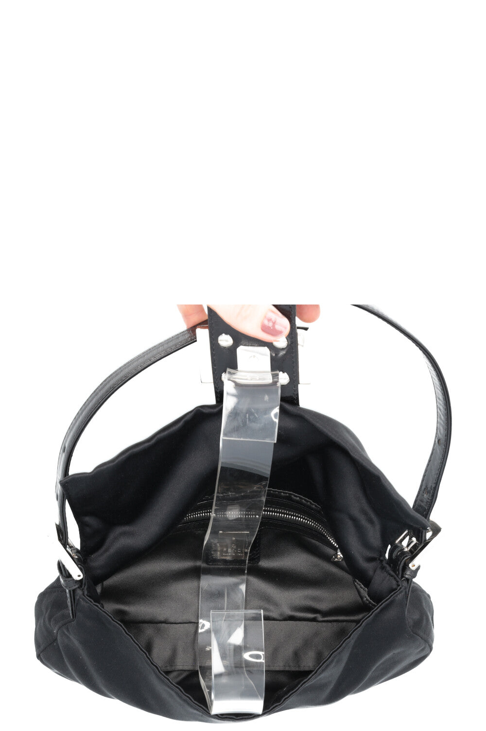 FENDI Baguette Bag Satin Black Sparkle