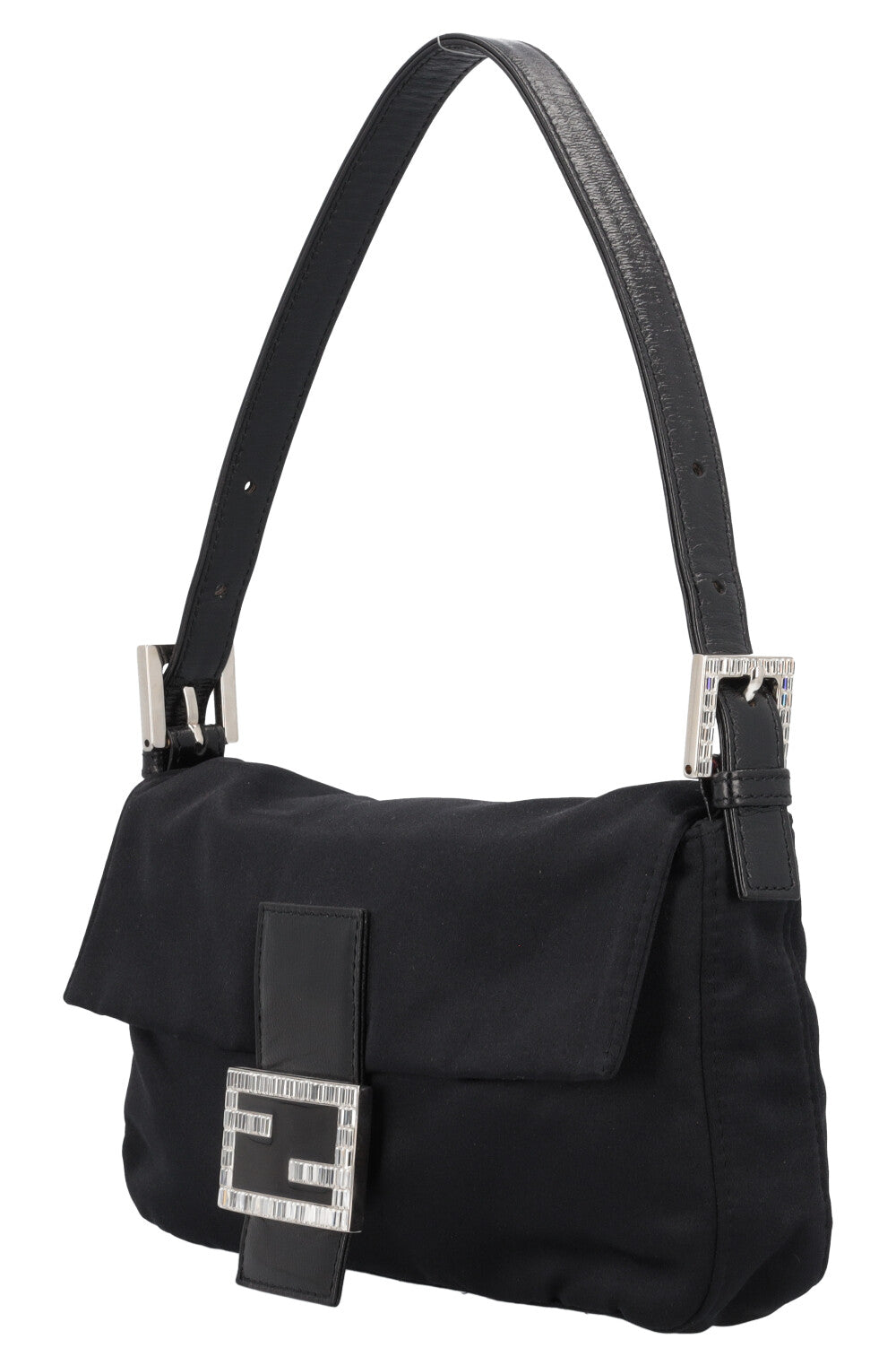 FENDI Baguette Bag Satin Black Sparkle