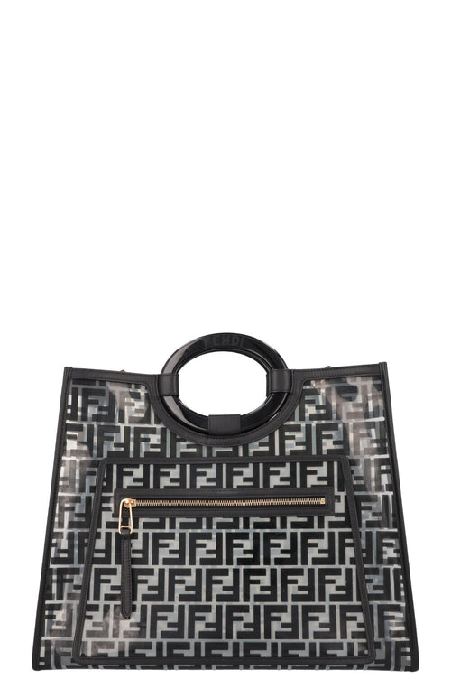 FENDI Medium Runway Tote Bag Zucca Print Black PVC