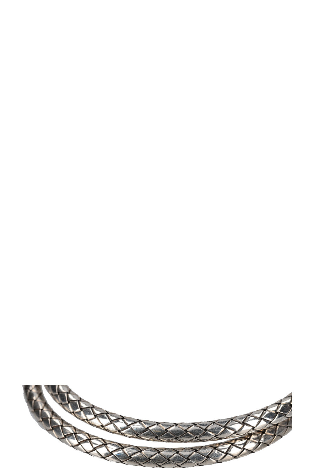 BOTTEGA VENETA Hoop Earrings Intrecciato Silver