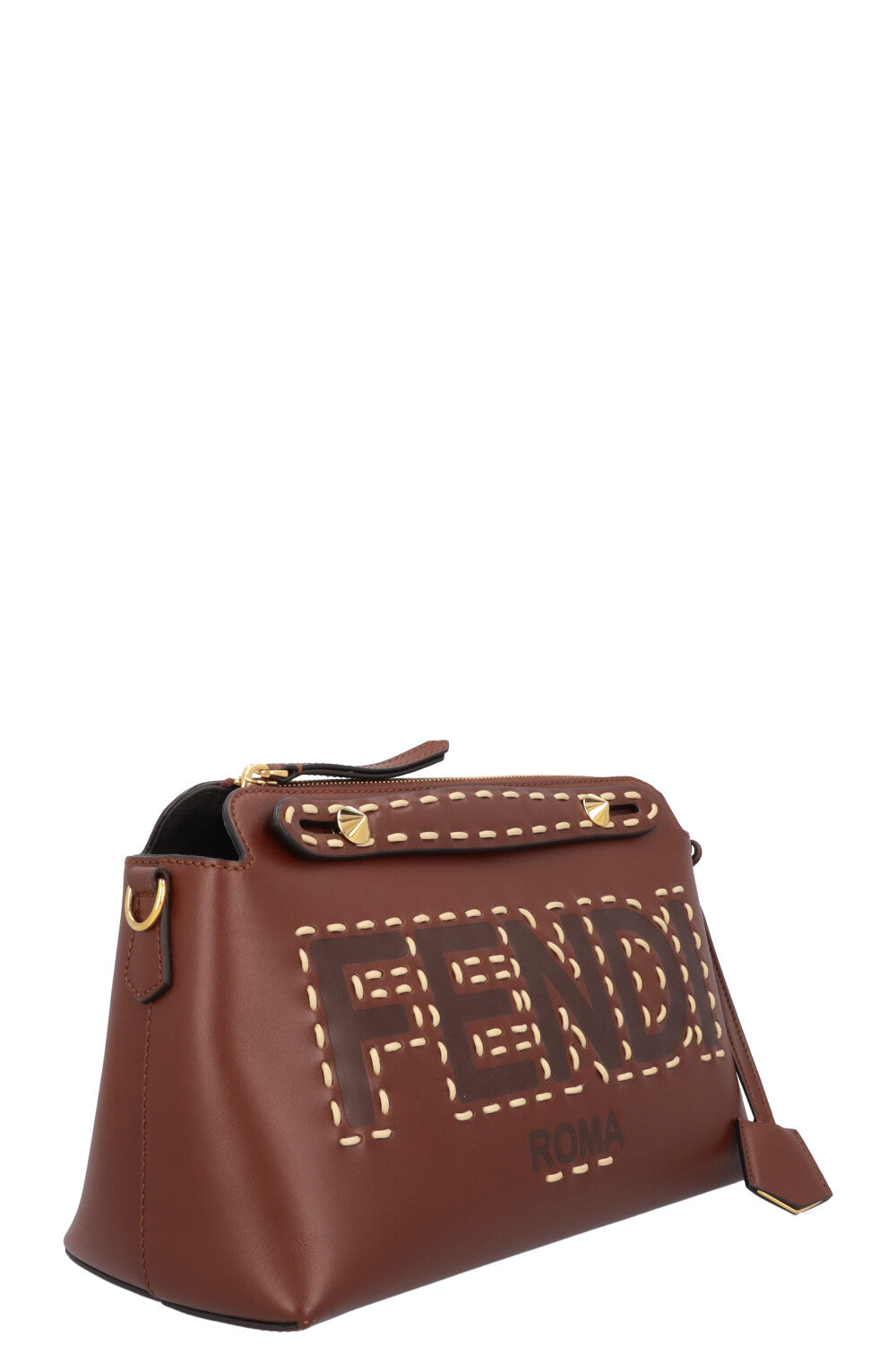 FENDI By The Way Medium Logo Stitching Crossbody Bag Brown