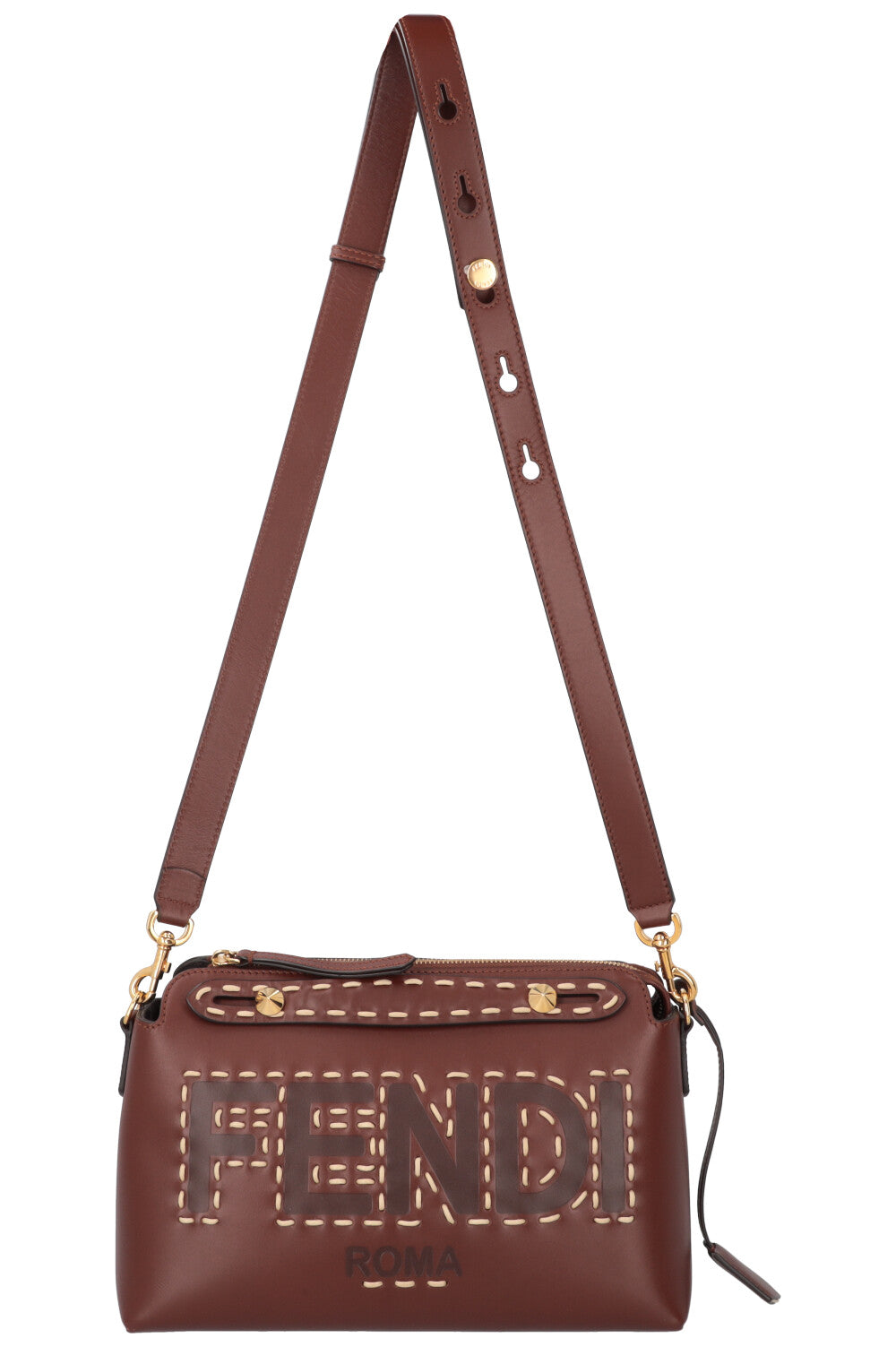 FENDI By The Way Medium Logo Stitching Crossbody Bag Brown