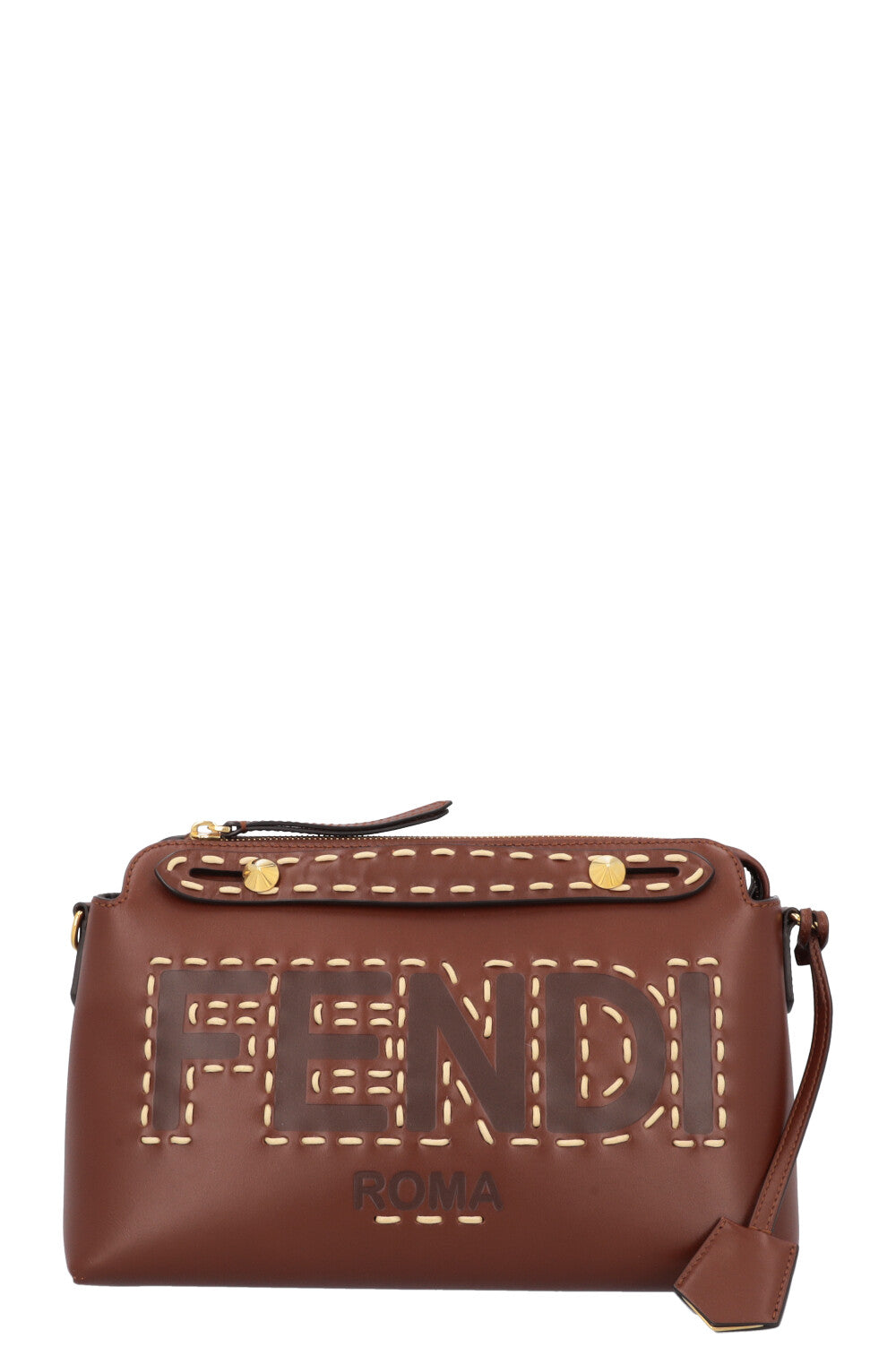 FENDI By The Way Medium Logo Stitching Crossbody Bag Brown