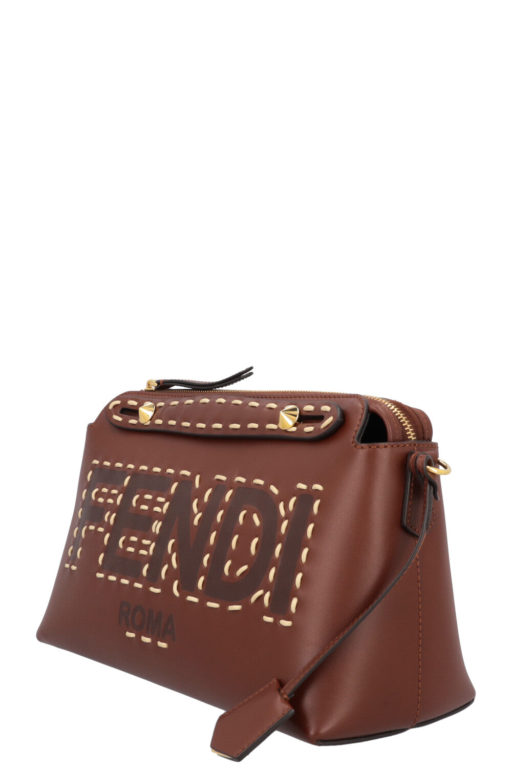 FENDI By The Way Medium Logo Stitching Crossbody Bag Brown