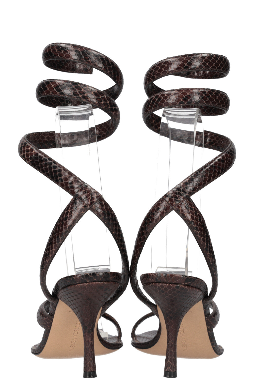BOTTEGA VENETA Spiral Heels Python Print Brown