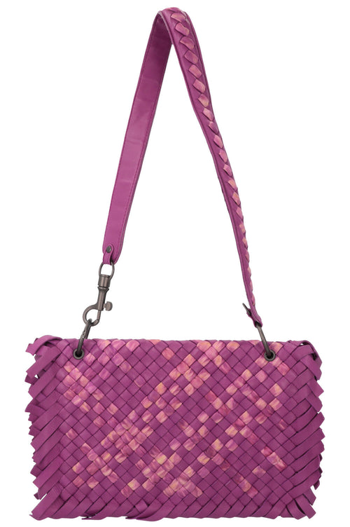 BOTTEGA VENETA Fringed Intrecciato Crossbody Bag Pink