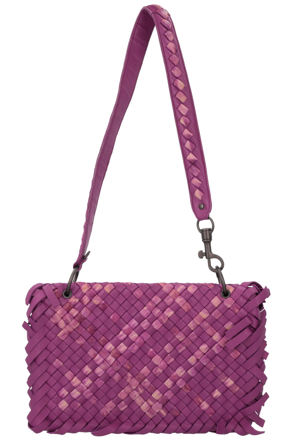 BOTTEGA VENETA Fringed Intrecciato Crossbody Bag Pink