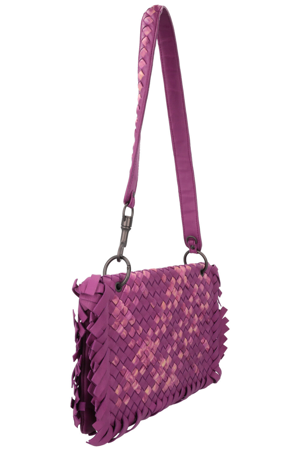 BOTTEGA VENETA Fringed Intrecciato Crossbody Bag Pink