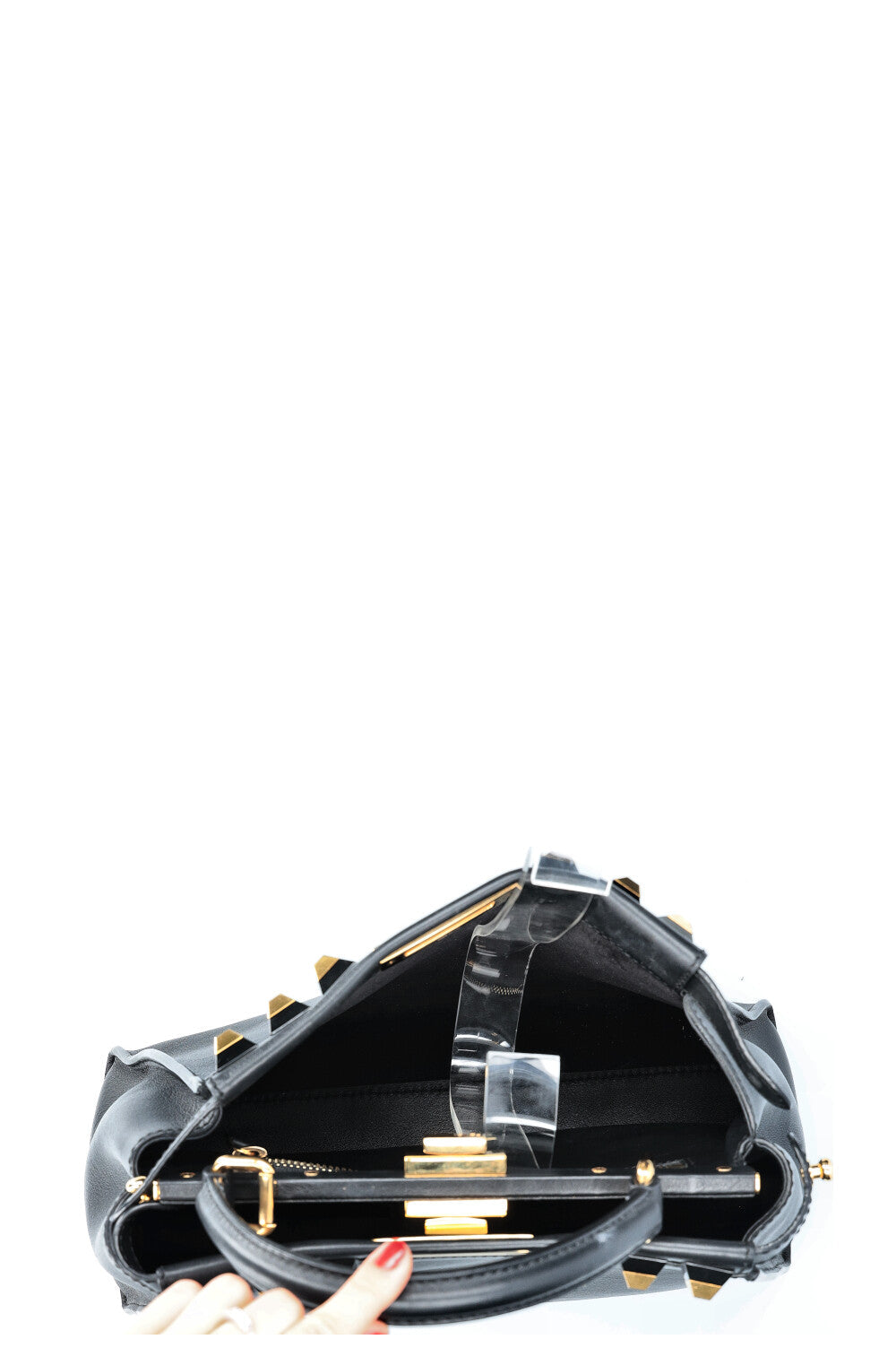 FENDI Medium Peekaboo Bag with Studded Detail Black