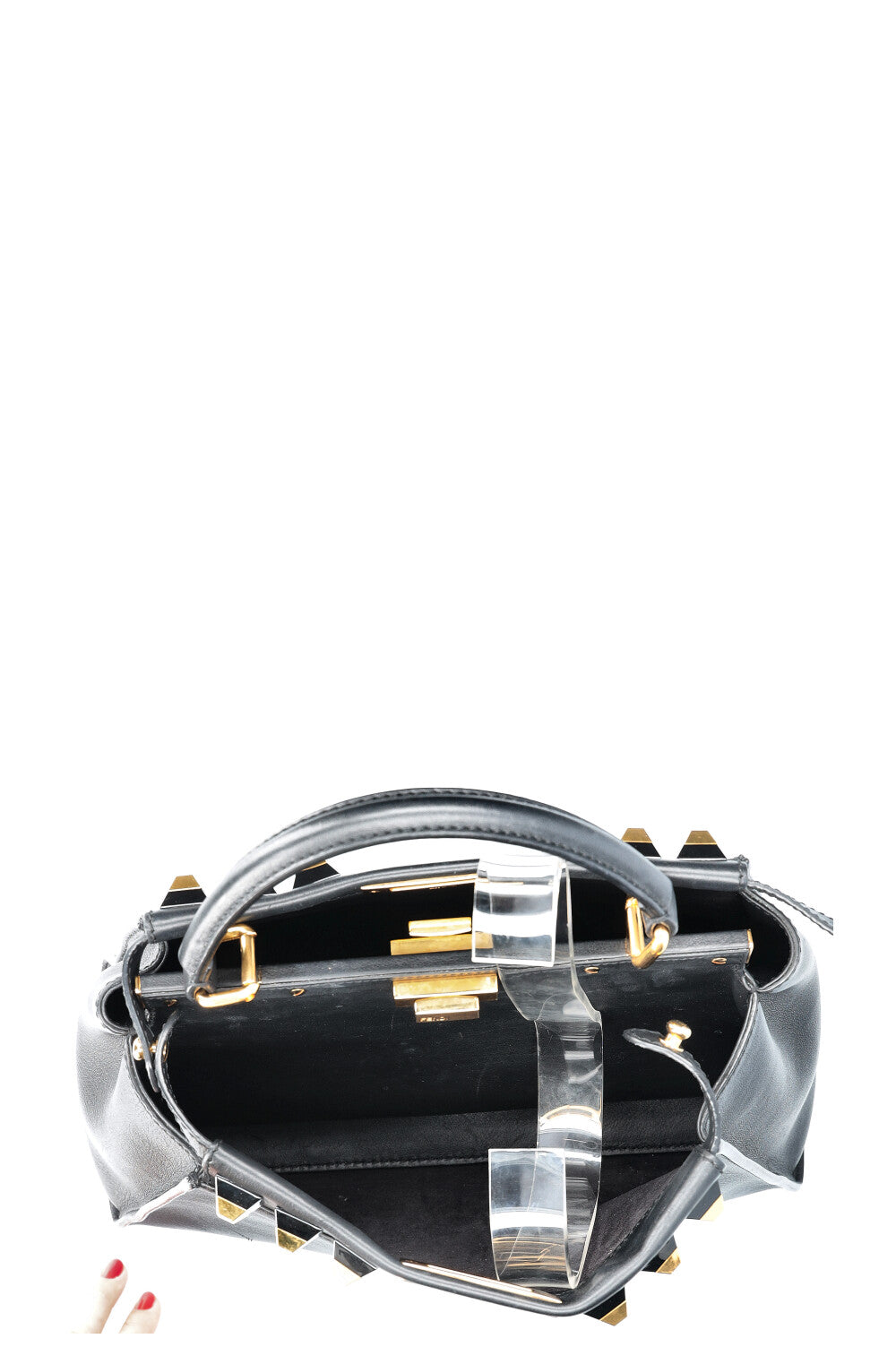 FENDI Medium Peekaboo Bag with Studded Detail Black