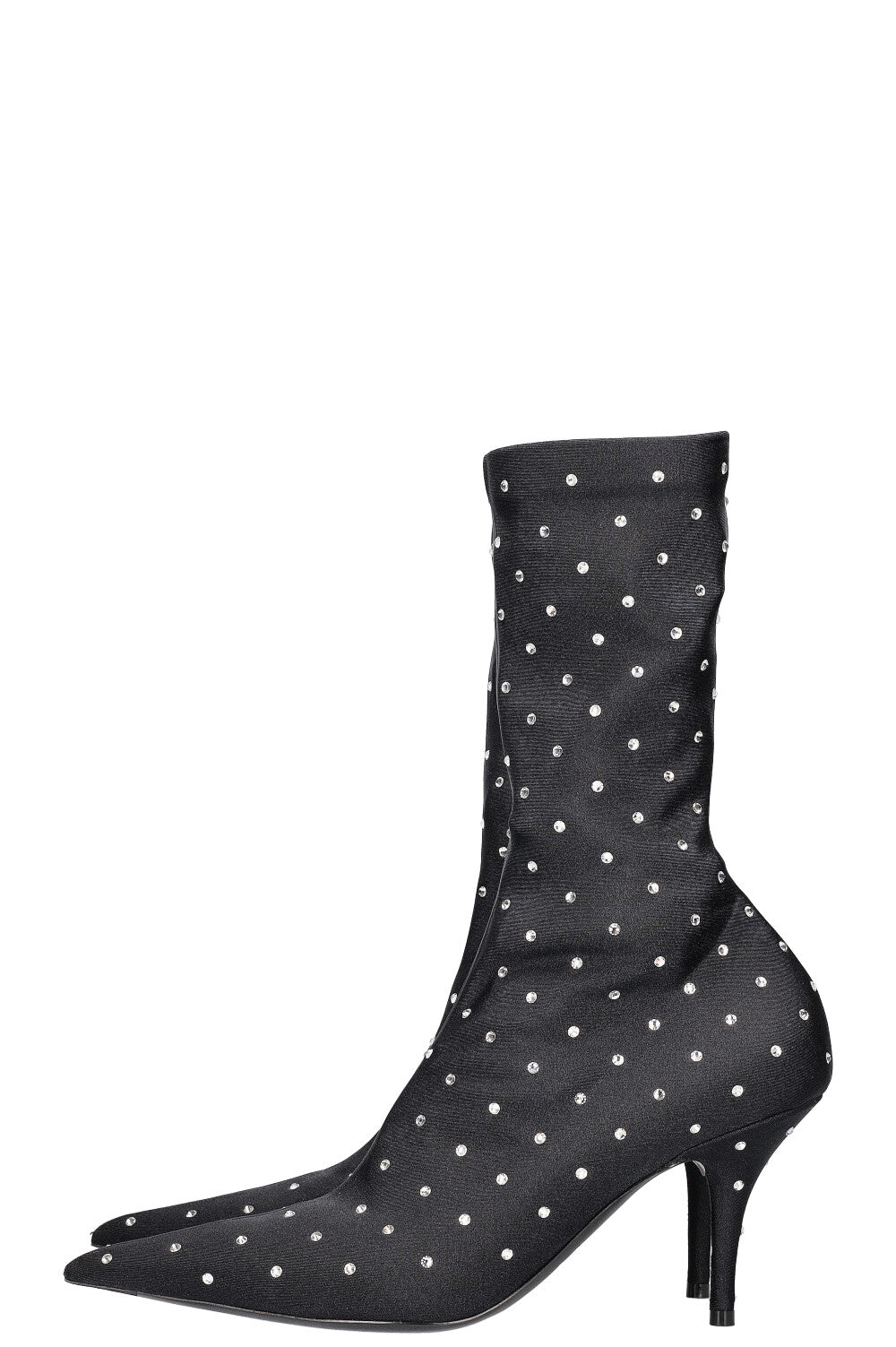 BALENCIAGA Knife 80 Sock Boots Black Satin Crystal