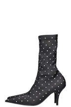 BALENCIAGA Knife 80 Sock Boots Black Satin Crystal