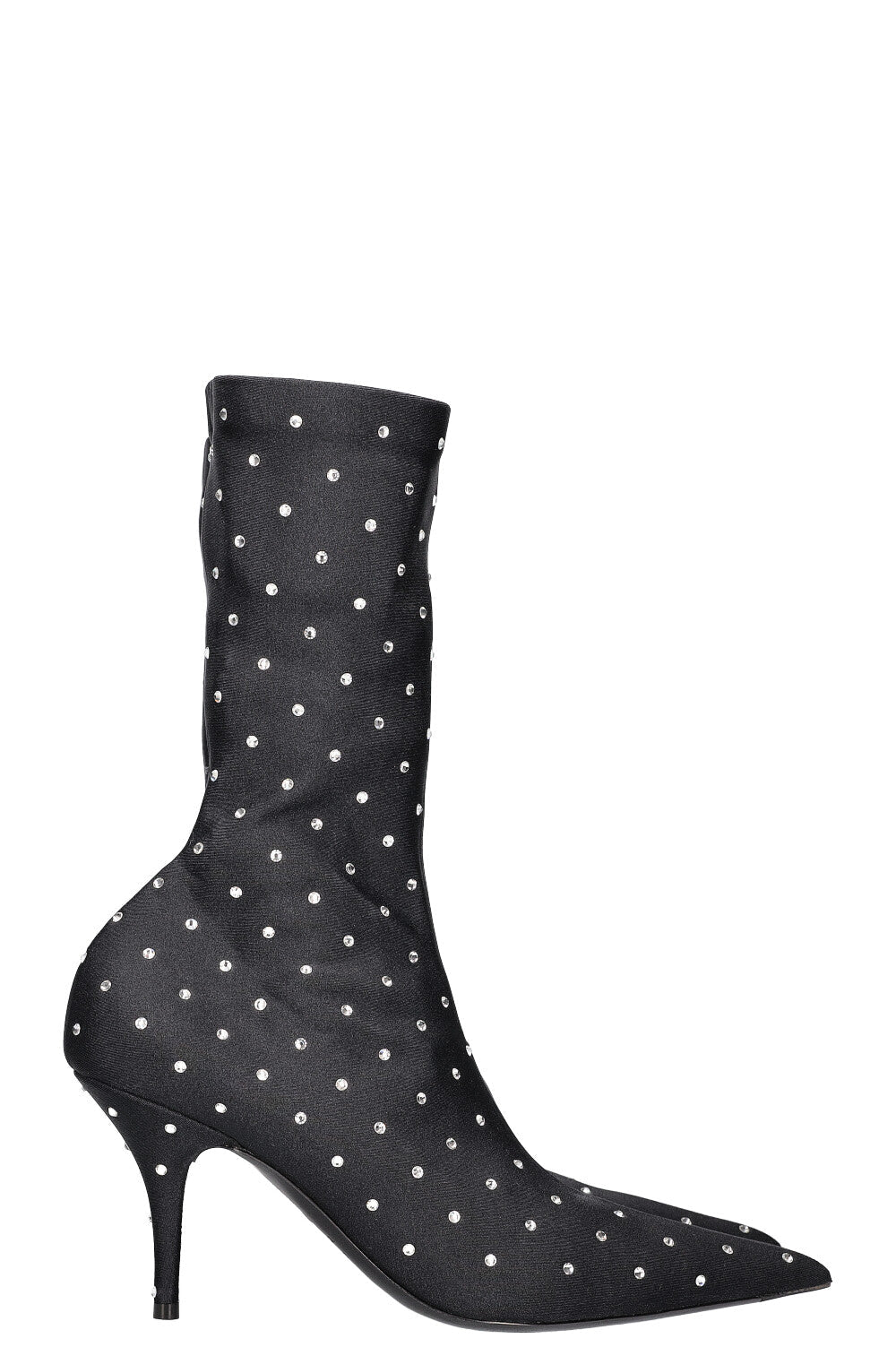 BALENCIAGA Knife 80 Sock Boots Black Satin Crystal