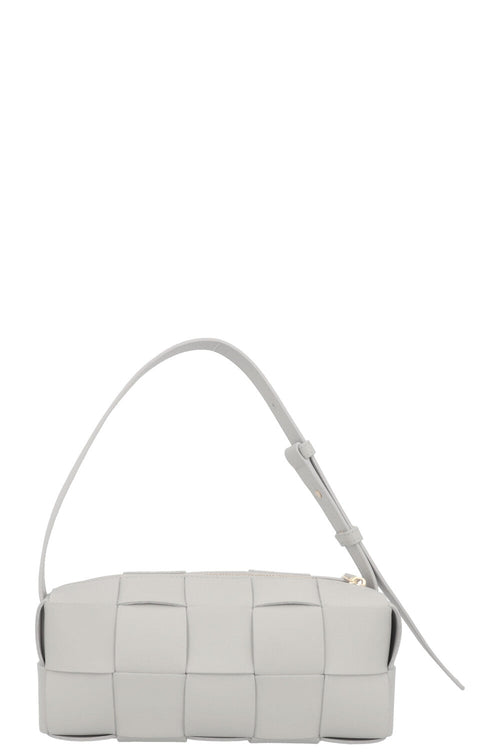 BOTTEGA VENETA Brick Intrecciato Shoulder Bag Small Grey