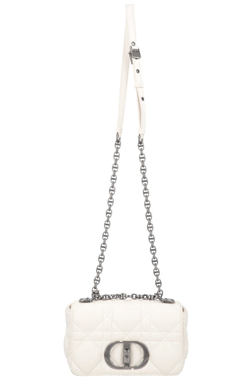 CHRISTIAN DIOR Small Caro Quilted Crossbody Bag White