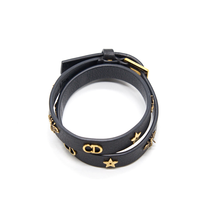 Dior Double Wrap Charm Leather Bracelet