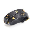 Dior Double Wrap Charm Leather Bracelet