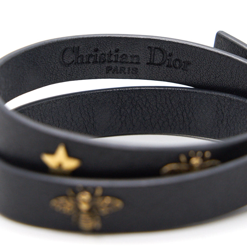 Dior Double Wrap Charm Leather Bracelet