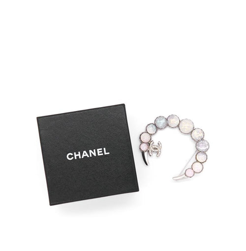 Chanel CC Crystal Silver Tone Pin Brooch