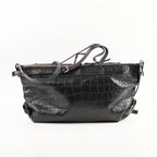 Saint Laurent Croc Embossed Tote Black