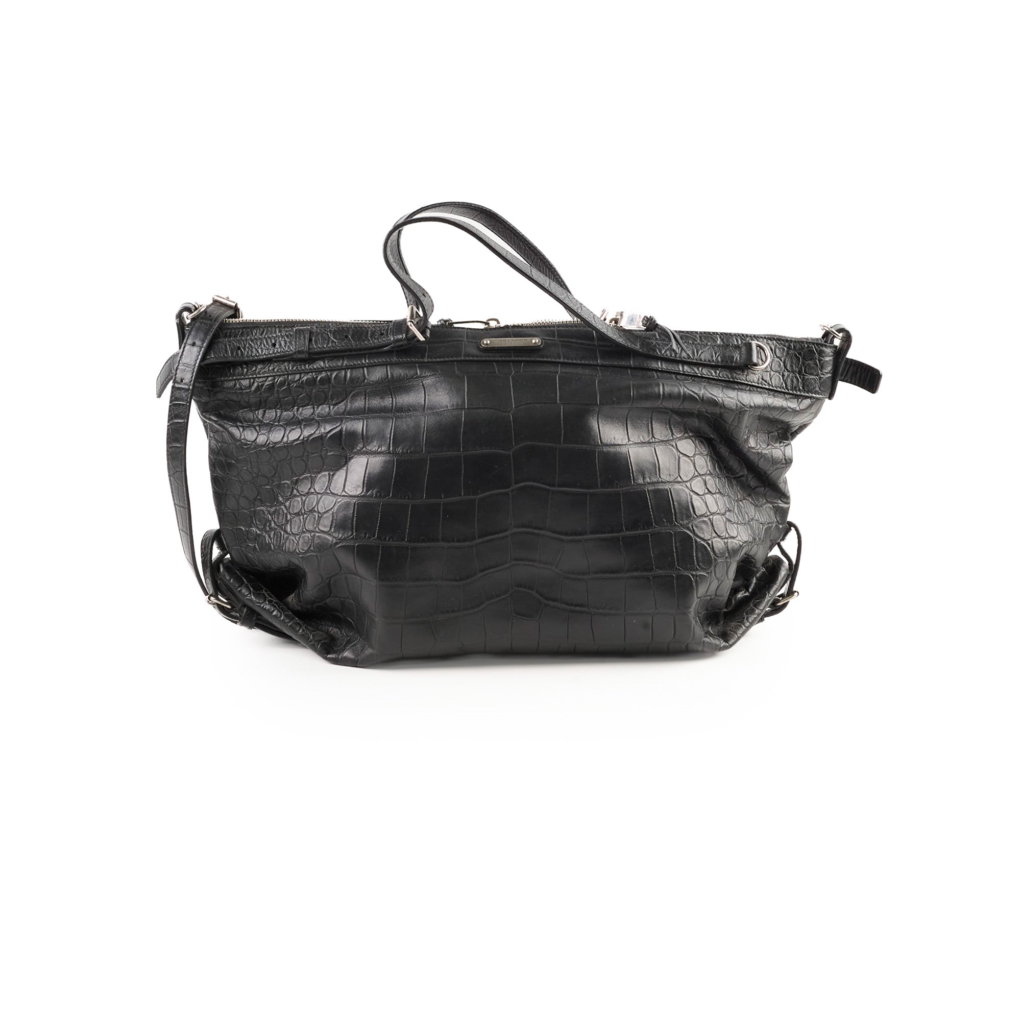 Saint Laurent Croc Embossed Tote Black